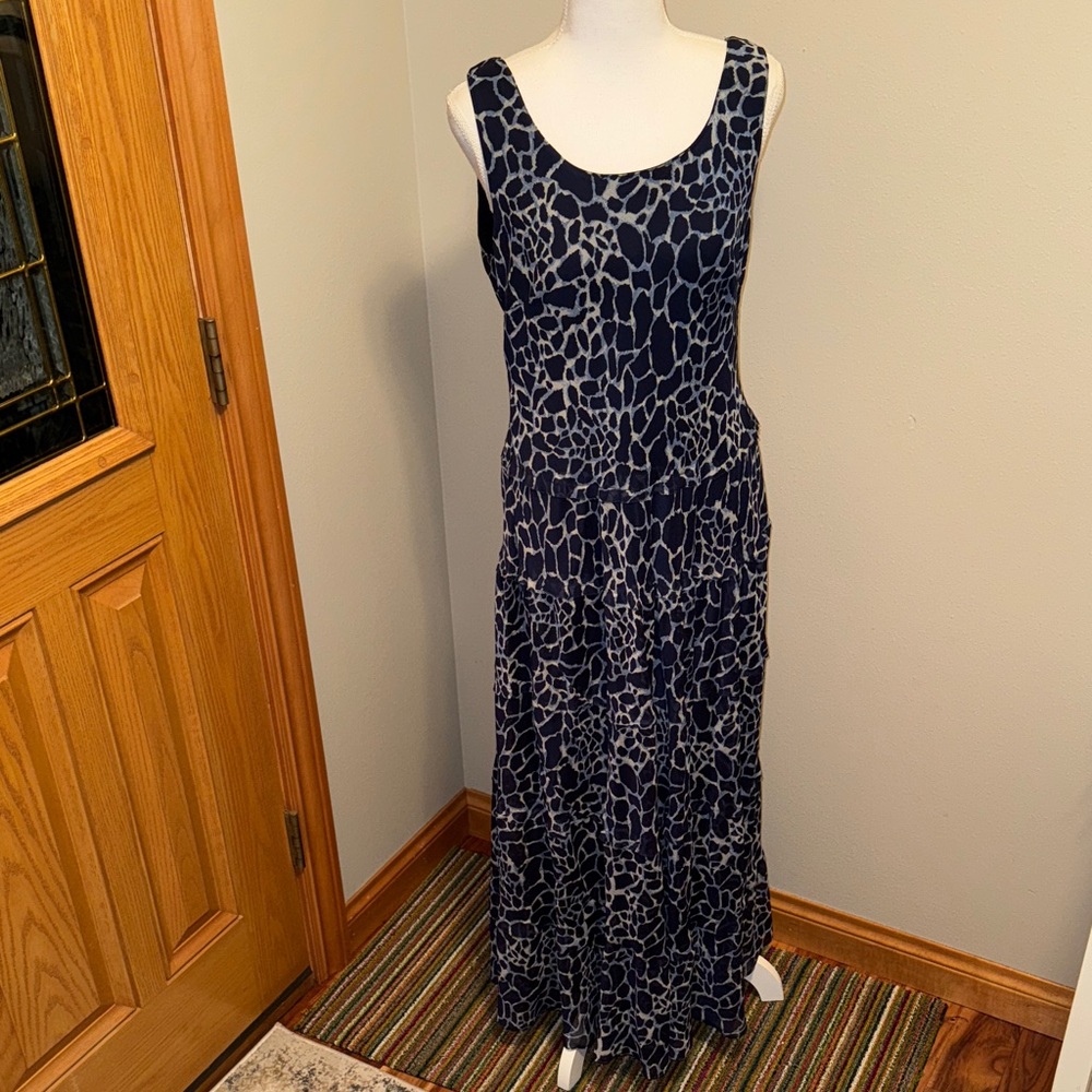 Nine West Blue Patterned Print Long Dress - 10